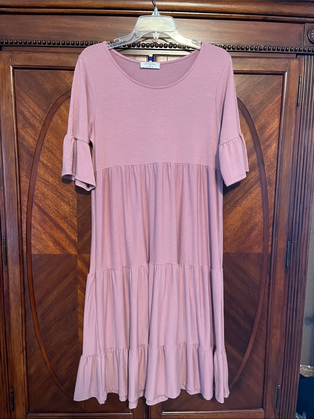 Zenana Outfitters Mauve Tiered Ruffle Dress